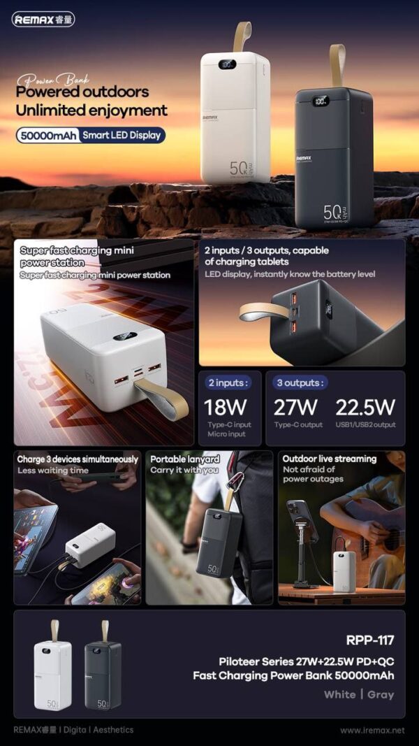 پاوربانک 50000 میلی‌ آمپر ریمکس مدل Remax 50000 Power Bank Model RPP_117 - Image 2