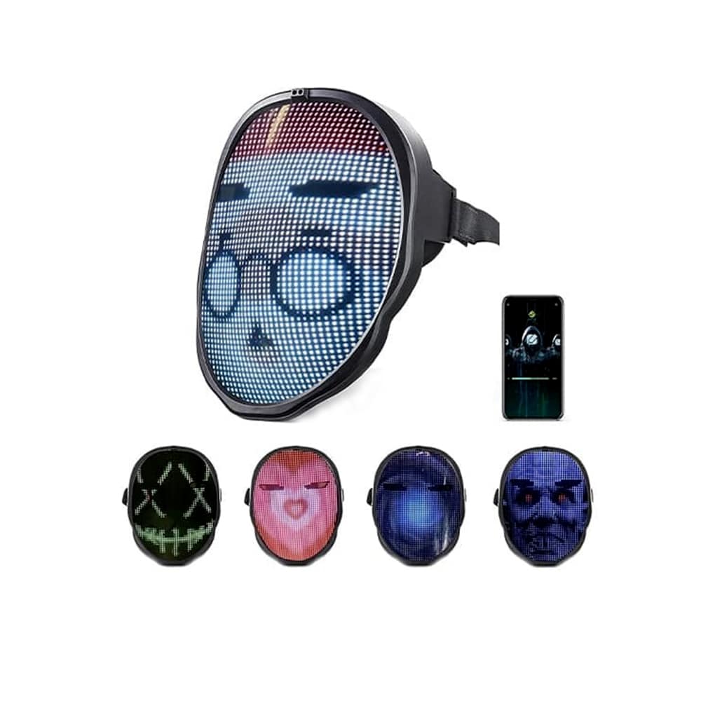 12187562 ماسک صورت LED پاور بانک دار Full Color LED Face Mask With Bluetooth and Powerbank - Image 1