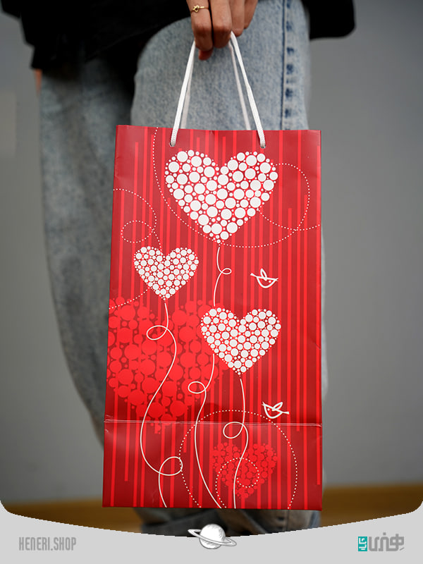 12190011 بگ قرمز طرح قلب Red bag with heart design - Image 1