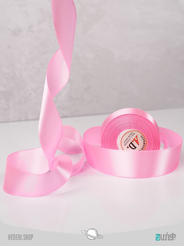 12190645 ربان ساتن پهن صورتی Wide pink satin ribbon - Image 1