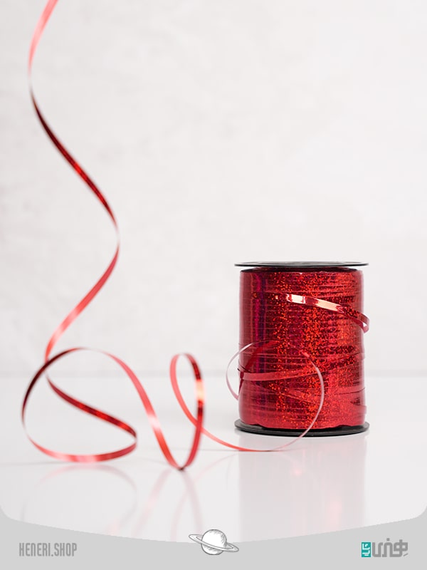 12190749 ربان متالایز اکلیلی قرمز Red wreath metallized ribbon - Image 1