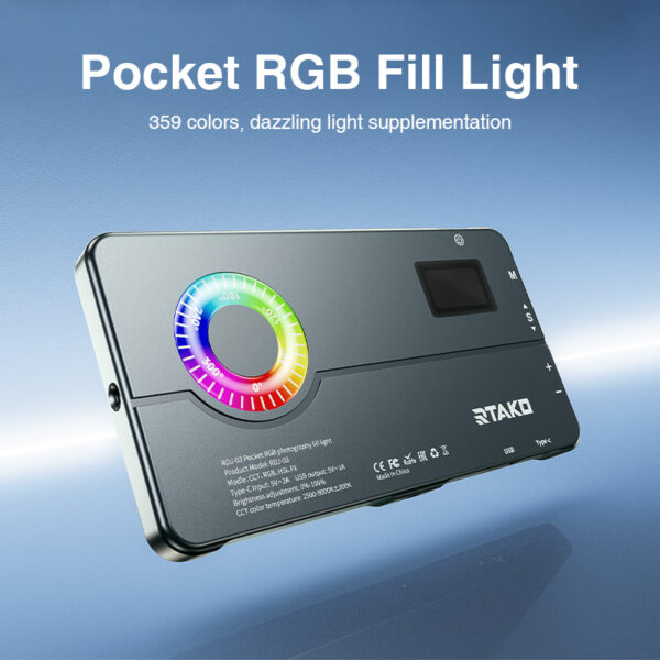 نور جیبی RGB برند آرتاکو مدل  Pocket RGB photography fill light RTAKO RDJ-03 - Image 3