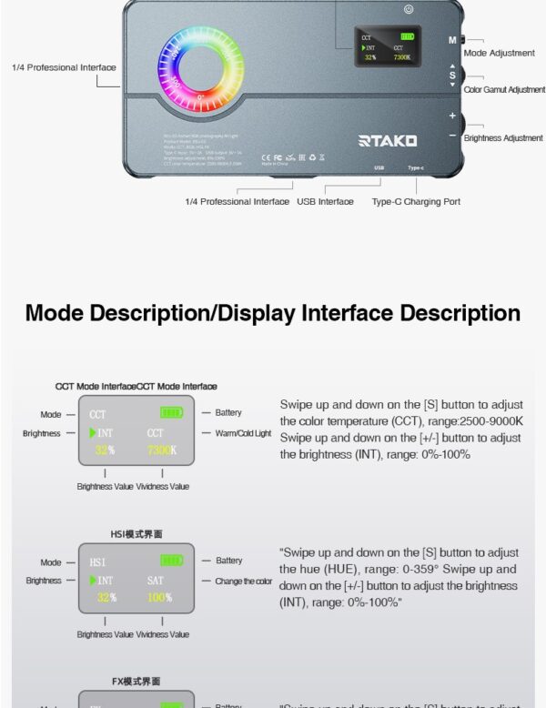 نور جیبی RGB برند آرتاکو مدل  Pocket RGB photography fill light RTAKO RDJ-03 - Image 5