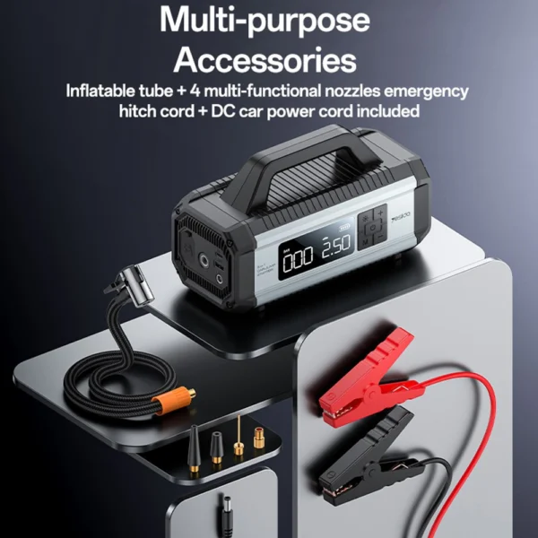 پمپ باد و استارتر 10000 چند منظوره 5 در 1  برند یسیدو YESIDO VC13 5 in 1 Car Jump StarterTire Inflator Pump 10000mAh Power Bank - Image 4