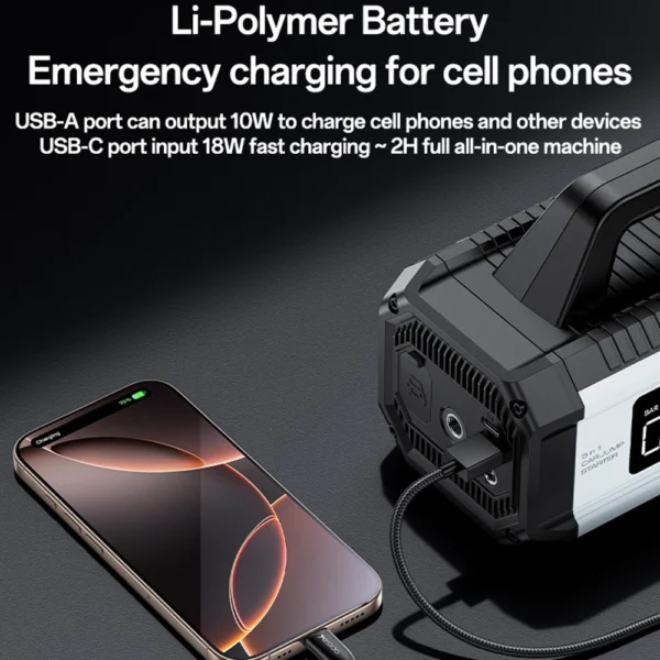 پمپ باد و استارتر 10000 چند منظوره 5 در 1  برند یسیدو YESIDO VC13 5 in 1 Car Jump StarterTire Inflator Pump 10000mAh Power Bank - Image 5