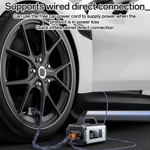پمپ باد و استارتر 10000 چند منظوره 5 در 1  برند یسیدو YESIDO VC13 5 in 1 Car Jump StarterTire Inflator Pump 10000mAh Power Bank - Image 7
