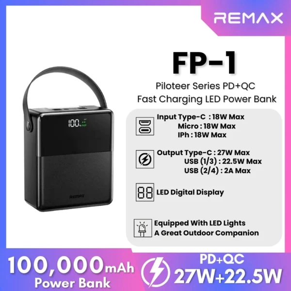 پاوربانک 100000 ریمکس مدل power bank 100000 mah remax FP-1 - Image 3