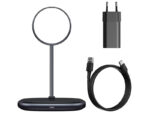 پایه نگهدارنده مگنتی و شارژر وایرلس بیسوس Baseus Swan 2-in-1 Wireless Magnetic Charger 20W WXSW-C01 - Image 3
