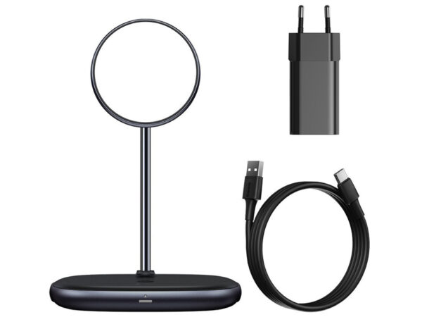 پایه نگهدارنده مگنتی و شارژر وایرلس بیسوس Baseus Swan 2-in-1 Wireless Magnetic Charger 20W WXSW-C01 - Image 3