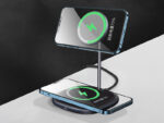 پایه نگهدارنده مگنتی و شارژر وایرلس بیسوس Baseus Swan 2-in-1 Wireless Magnetic Charger 20W WXSW-C01 - Image 4