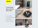 پایه نگهدارنده مگنتی و شارژر وایرلس بیسوس Baseus Swan 2-in-1 Wireless Magnetic Charger 20W WXSW-C01 - Image 5