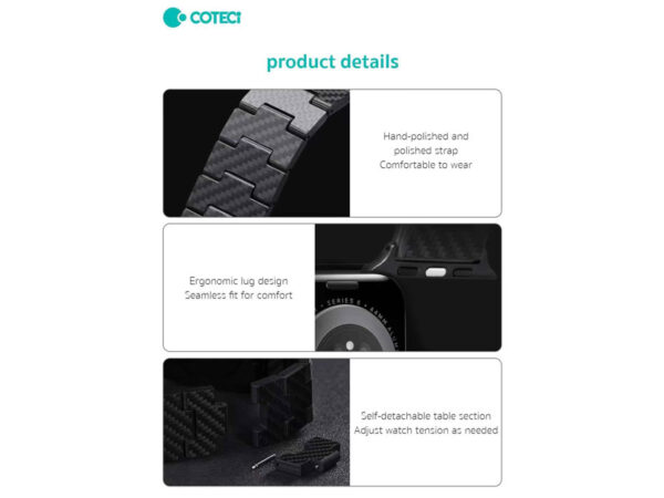 بند استیل پلاستیکی اپل واچ 42/44/45 میلی‌متری کوتتسی Cottetci W76 pattern plastic strap 22008-BK - Image 3