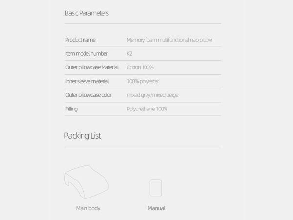 بالش خواب چند منظوره شیائومی xiaomi 8H Memory Foam Multifunctional Nap Pillow K2 - Image 11