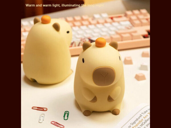 چراغ خواب رومیزی سیلیکونی شارژی New Capibara Silicone Night Light Sleeping DS-CPBR-01 - Image 12