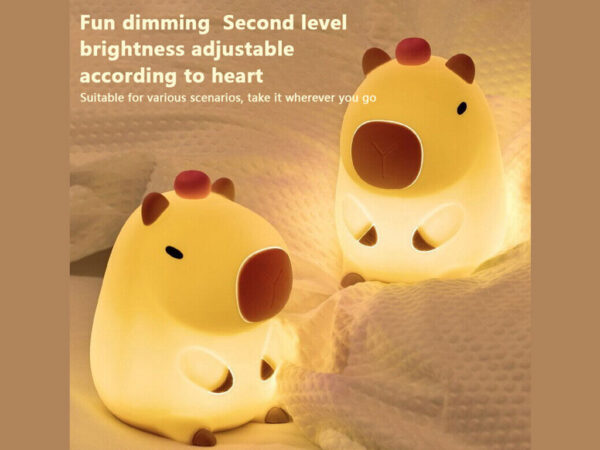 چراغ خواب رومیزی سیلیکونی شارژی New Capibara Silicone Night Light Sleeping DS-CPBR-01 - Image 15