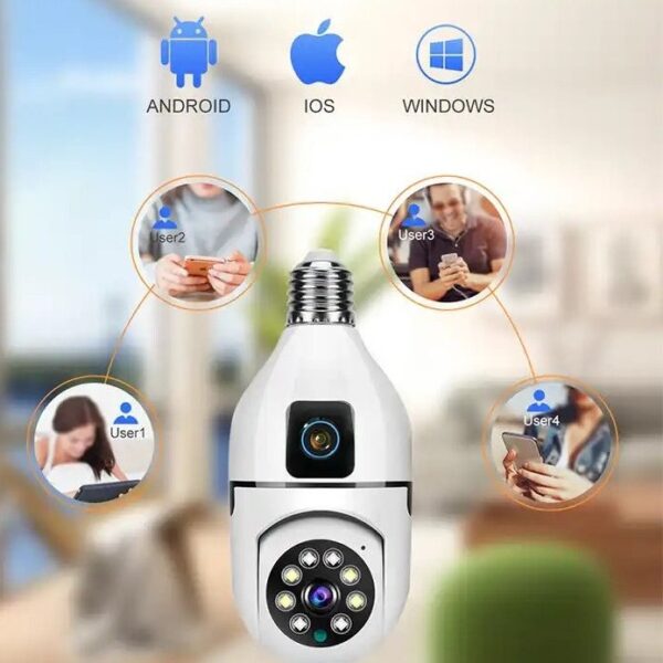 دوربین لامپی دو لنز چرخشی با کیفیت ۳ مگاپیکسل و دید در شب رنگی | مناسب منزل و مغازه - Image 5