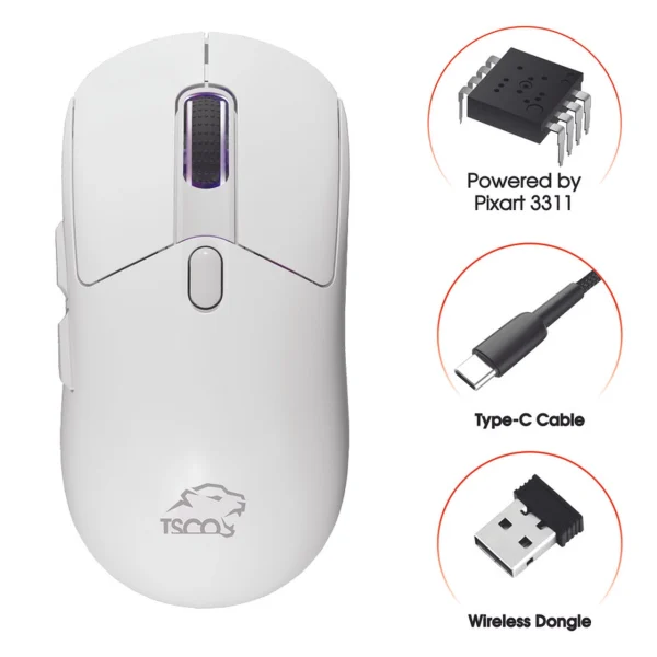 ماوس بی سیم گیمینگ TSCO مدل GM 2033 - سفید (گارانتی 18 ماهه تسکو) - Image 6