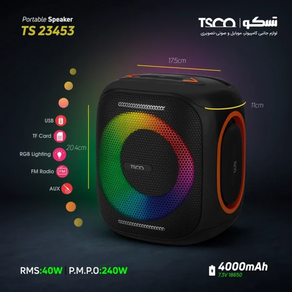 اسپیکر بی سیم 40 وات TSCO مدل TS 23453 - مشکی - Image 7