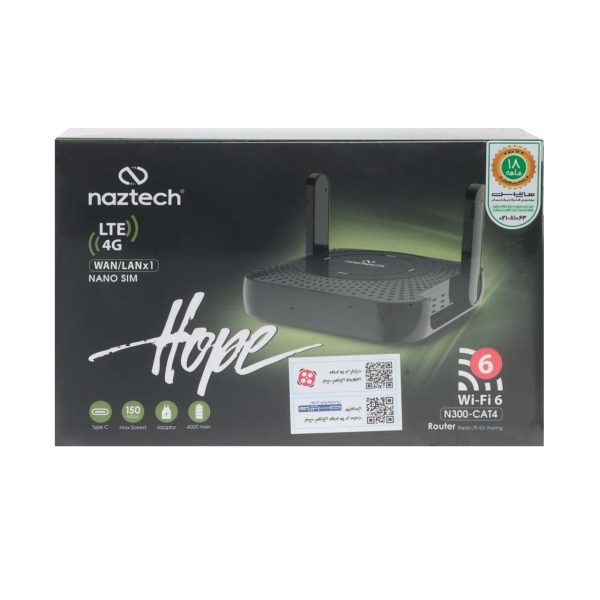 مودم همراه Naztech 4G-LTE مدل Hope N300-CAT4 - مشکی - Image 8