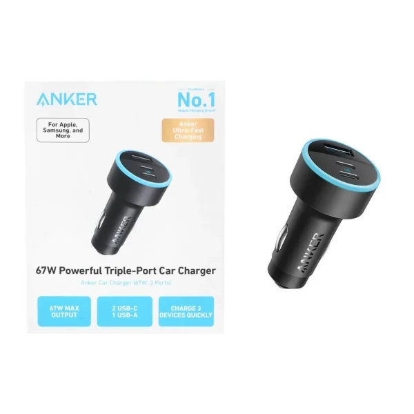 شارژر فندکی فست سه پورت ANKER مدل A2736H11 67W - مشکی (گارانتی شش ماهه شرکتی) - تصویر 7