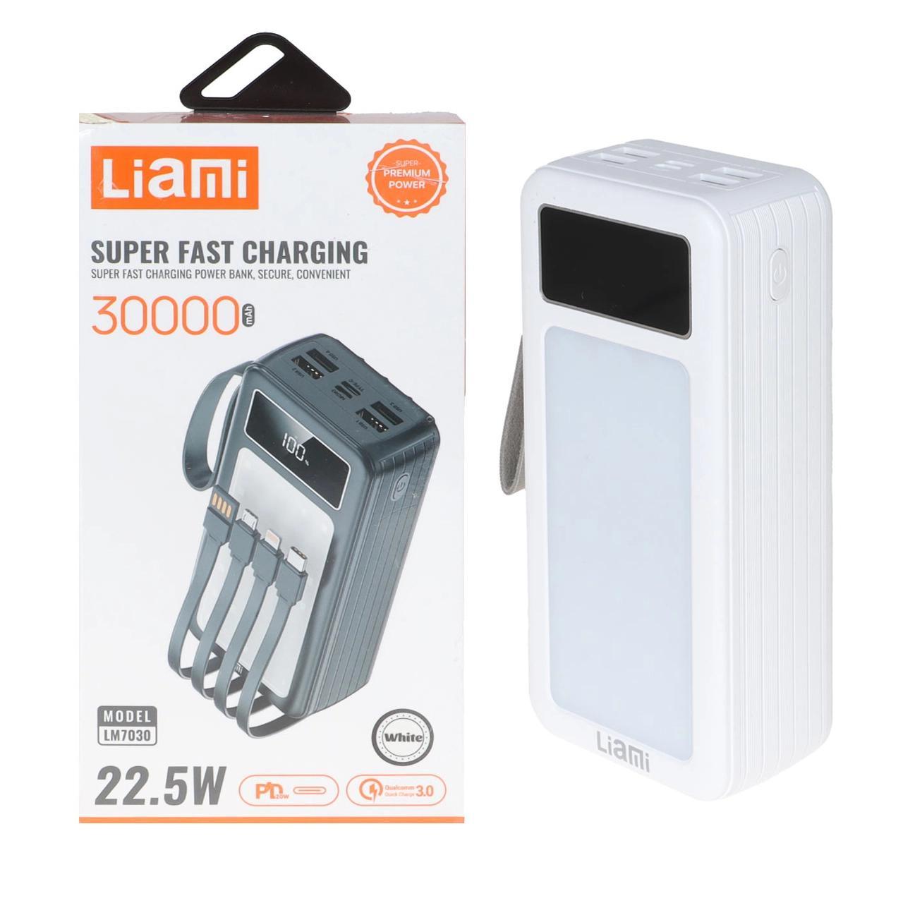 34760de3-257a-450c-a531-68ff24b4c2ec پاوربانک PD و فست شارژ Liami 30000Ah مدل LM7030 22.5W - سفید - پک ضعیف (گارانتی شش ماهه شرکتی) - Image 1