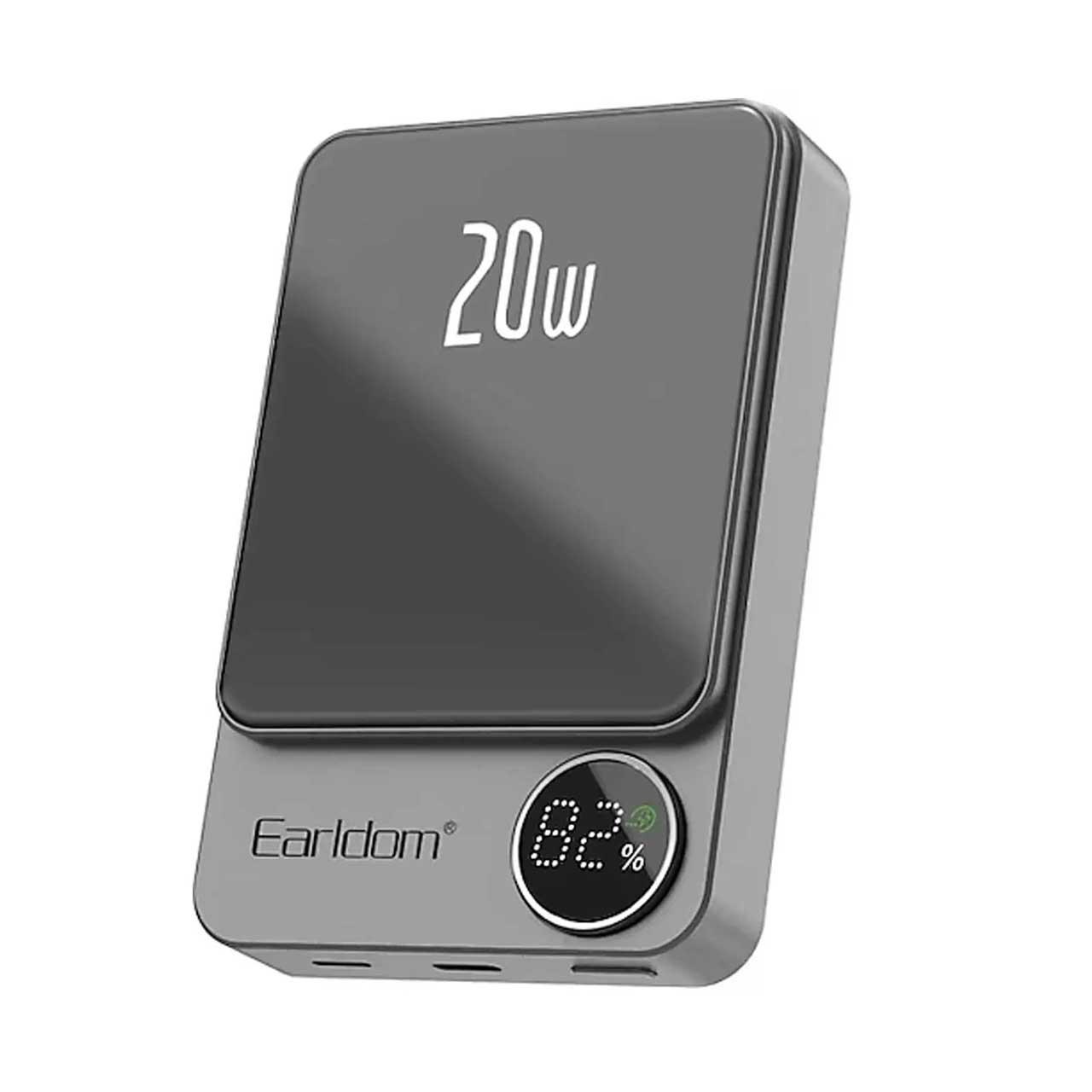 4459f368-1517-45a9-be94-caadc1ac9dc8 پاوربانک وایرلس PD و فست شارژ Earldom 10000mAh مدل PD24 20W - مشکی (دارای نمایشگر LED) - تصویر 1