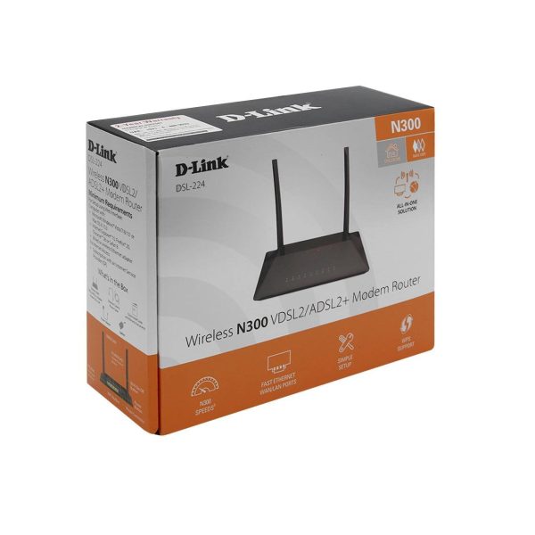 مودم روتر VDSL/ADSL بی سیم D-Link مدل DSL-224 - مشکی (گارانتی 12 ماهه شرکتی) پک ضعیف - تصویر 8