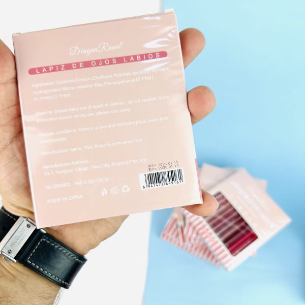 مداد لب دراگون رانی مدل waterproof مجموعه 12 عددی - Image 7