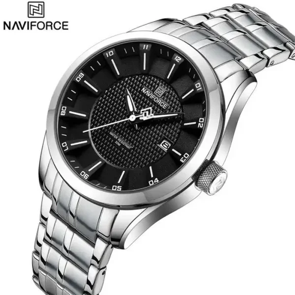 ساعت مچی مردانه Naviforce مدل NF9281 | بند سیلیکونی خاکستری، صفحه و قاب خاکستری | اسپرت و مقاوم - Image 3