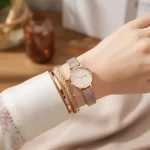 ساعت مچی عقربه‌ای کوارتز زنانه اسکمی مدل حصیری رنگ مسی - Image 2