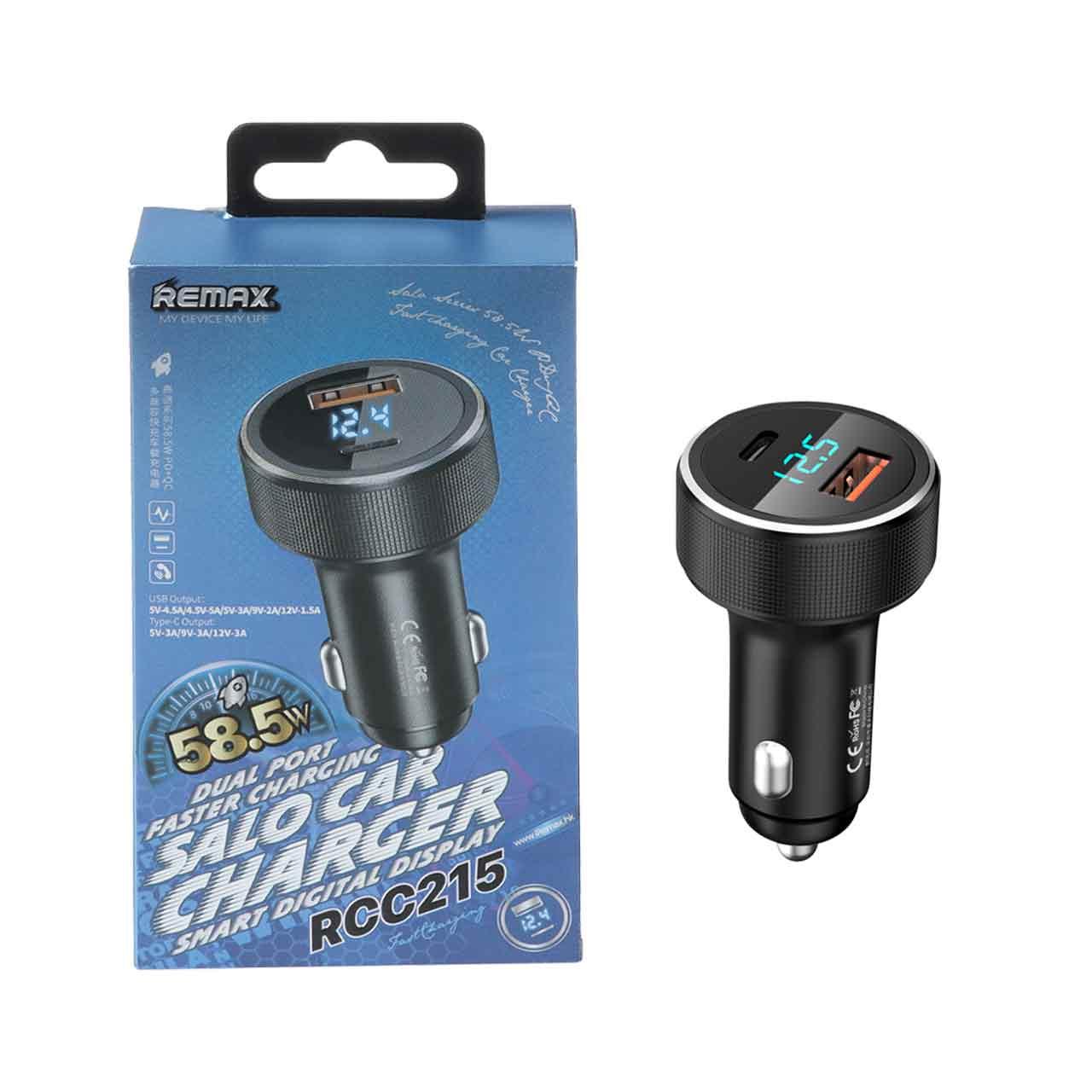 شارژر فندکی فست و PD دو پورت Remax مدل RCC215 58.5W – مشکی