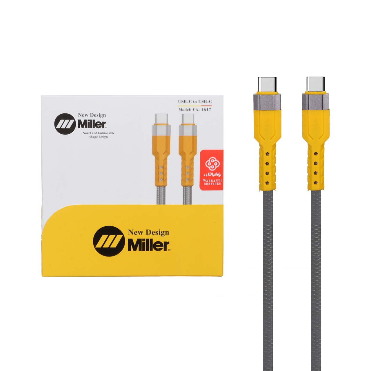 کابل شارژ فست Miller Type-C To Type-C مدل CA-1617 – خاکستری (گارانتی پارتیان پایا)
