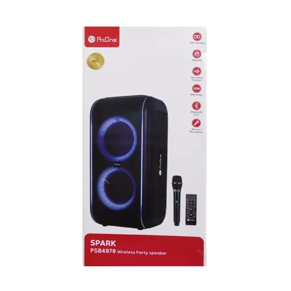 اسپیکر بی سیم شارژی و قابل حمل 30 وات ProOne مدل Party Box Spark PSB4979 - مشکی (پک ضعیف) - تصویر 6