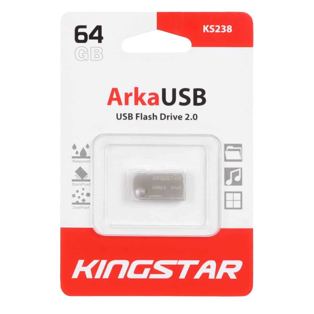 KingStar Arka KS238 USB2.0 Flash Memory – 64GB (گارانتی متین) نقره ای