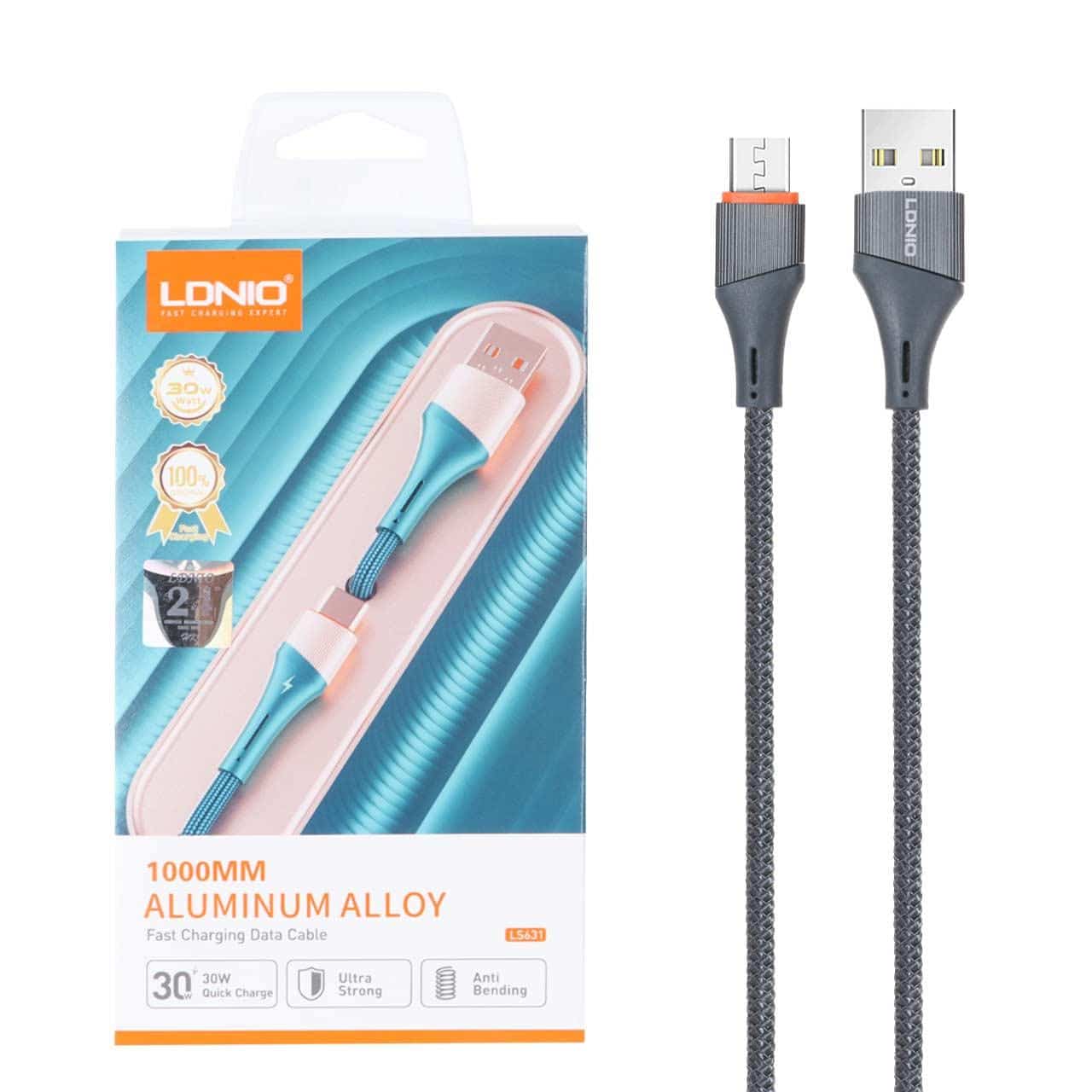 کابل شارژ فست اندروید LDNIO مدل LS631 – خاکستری