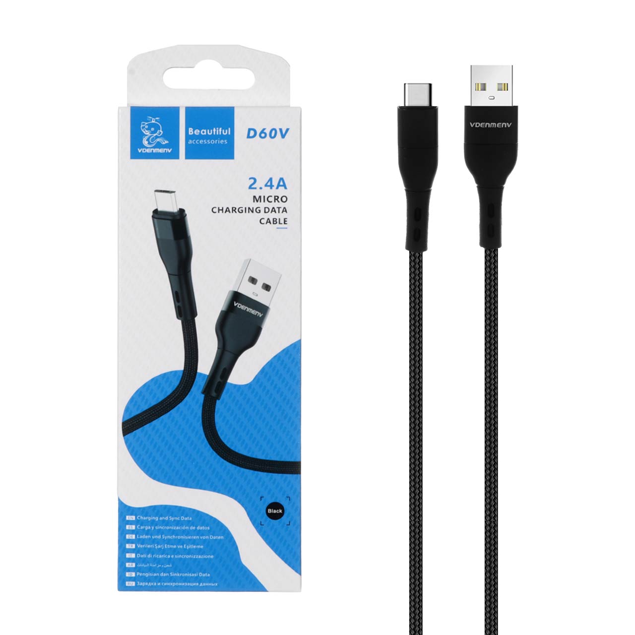 کابل شارژ فست اندروید DENMEN مدل D60V – مشکی – DST (گارانتی شش ماهه)