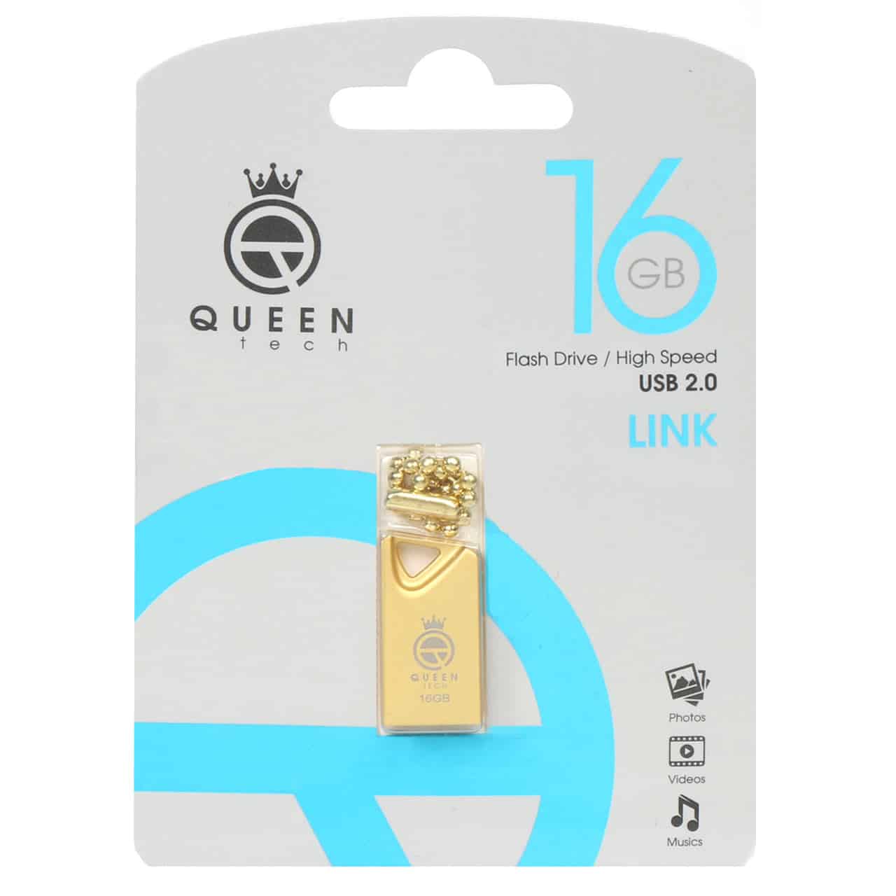 b04dbcf7-d4fc-4ca8-b755-9c66b221c9a1.jpg (گارانتی مادام العمر شرکت آی تین) طلایی Queen LINK USB2.0 Flash Memory-16GB - تصویر 1