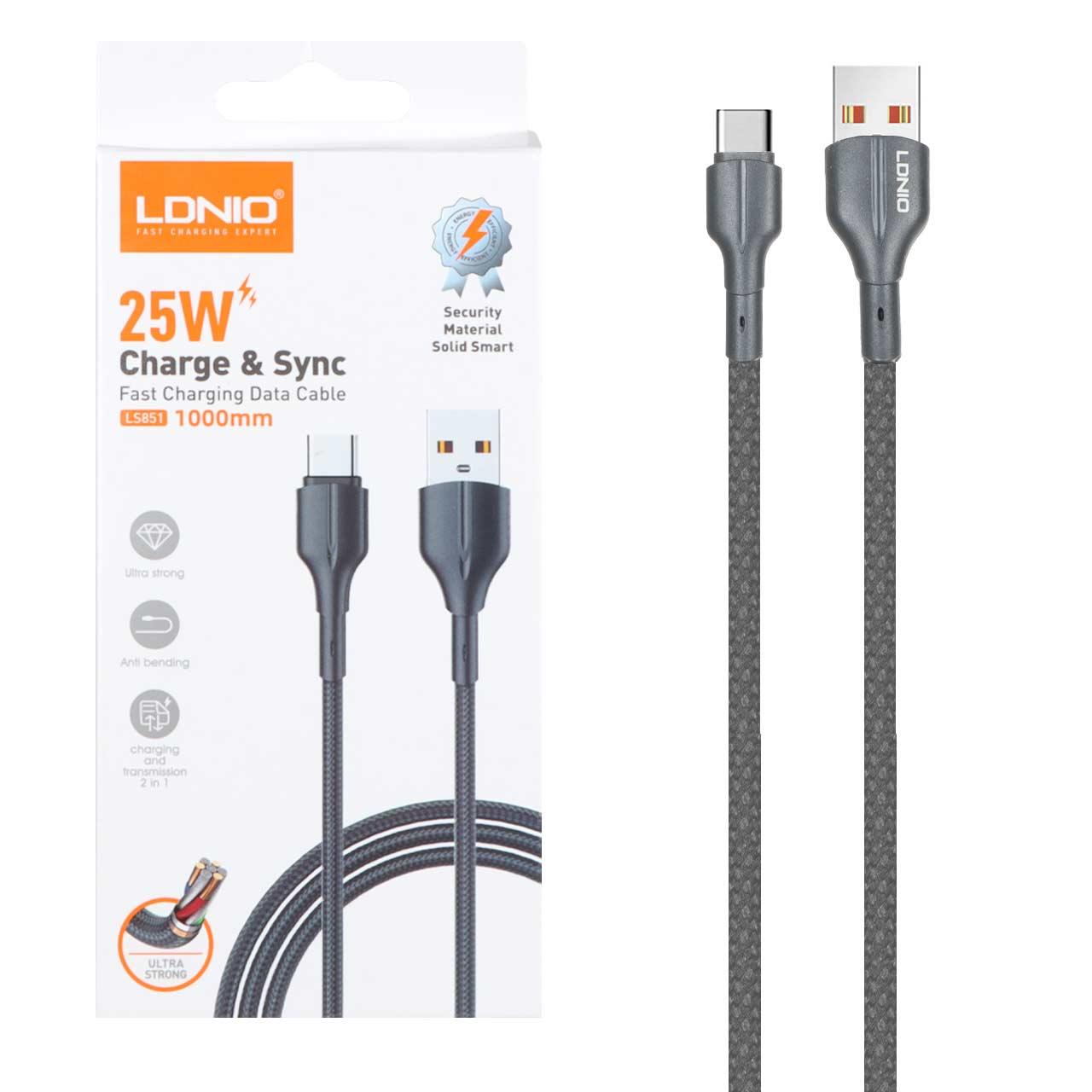 کابل شارژ فست LDNIO Type-C مدل LS851 – خاکستری