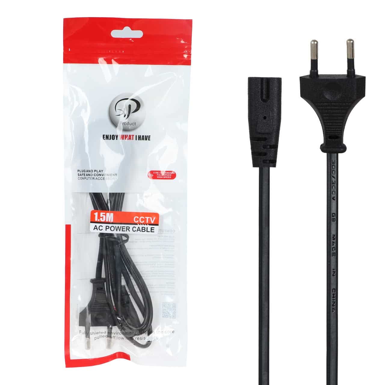 کابل برق دو پین 1.5 متری XP Product – مشکی