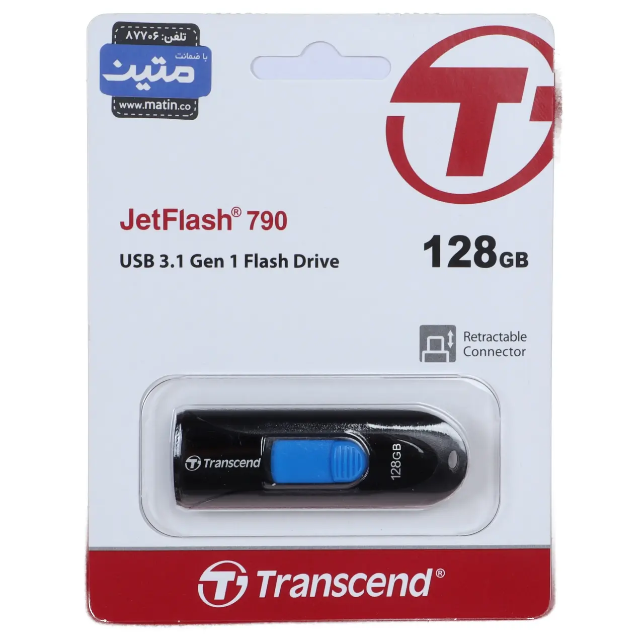 فلش مموری Transcend USB3.1 مدل JetFlash 790 ظرفیت 128GB – مشکی (گارانتی متین)