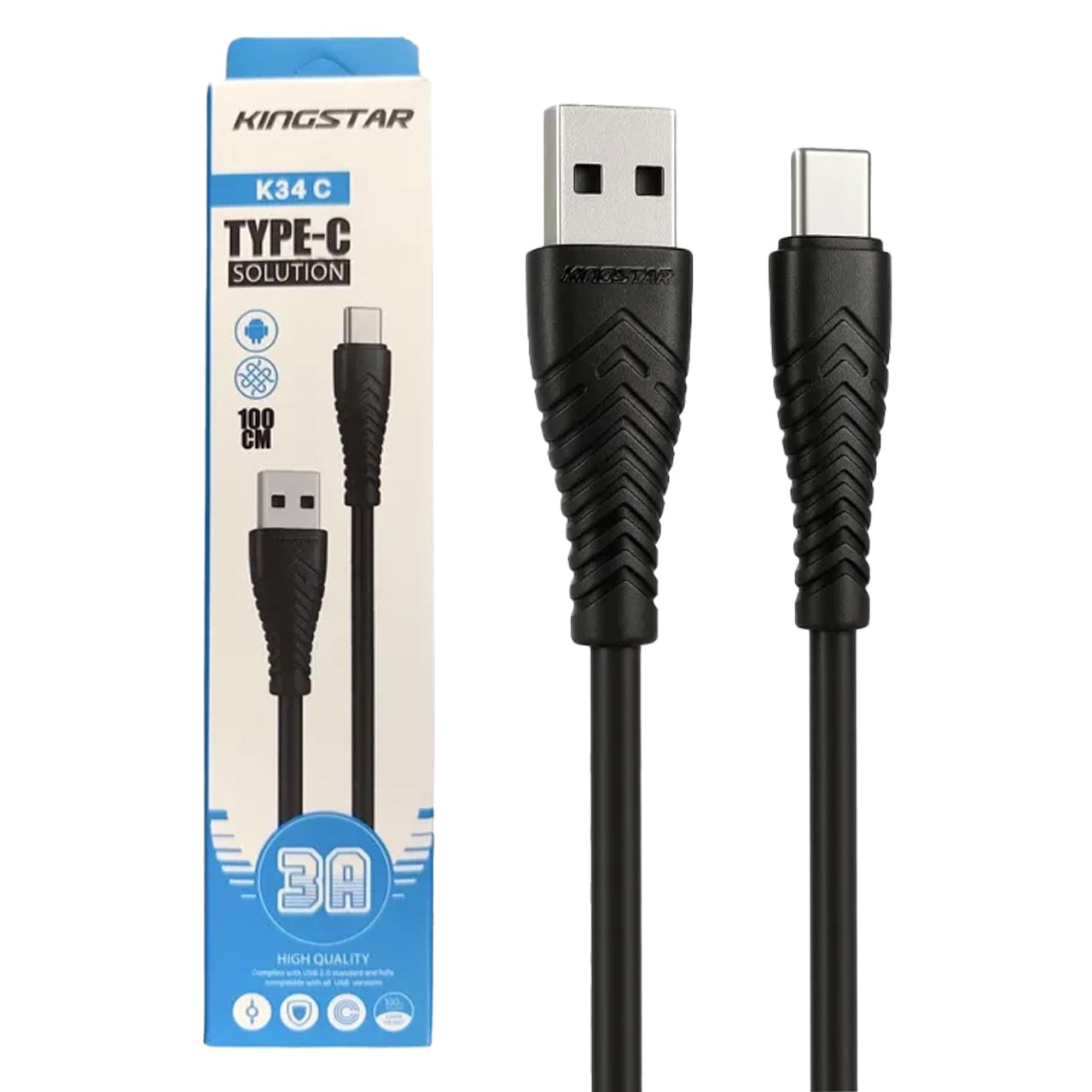 کابل شارژ KingStar Type-C مدل K34 C – مشکی (گارانتی متین)