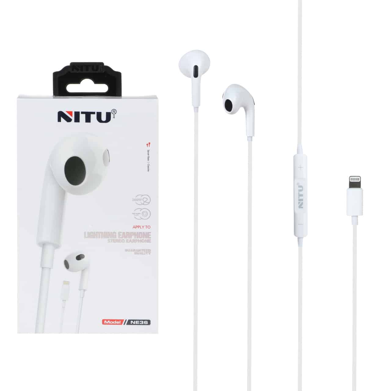 e4da5025-a2c9-4ac9-a83d-51f51f0fbb96.jpg هندزفری با سیم با پورت آیفون NITU مدل NE36 - سفید - تصویر 1