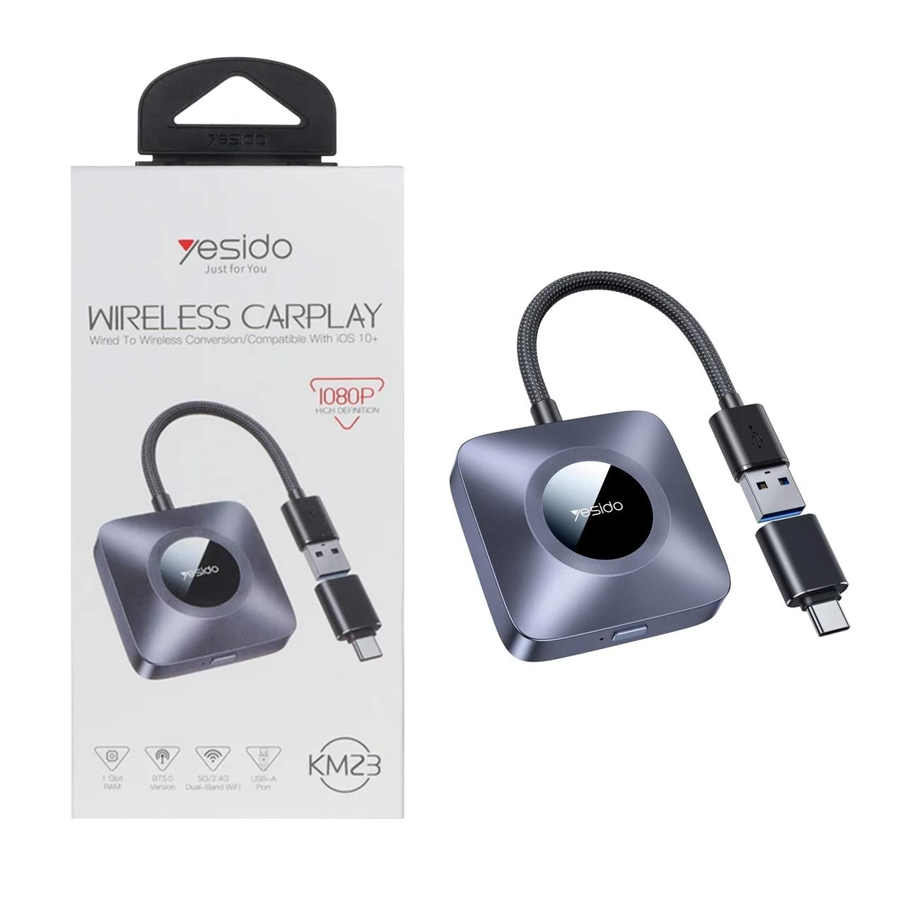 f4557d14-f19e-454c-91ec-4f3a2a210914.jpg دانگل وایرلس خودرو Yesido مدل KM23 CARPLAY - مشکی (گارانتی 18 ماه تعویض نیکان همراه) - تصویر 1